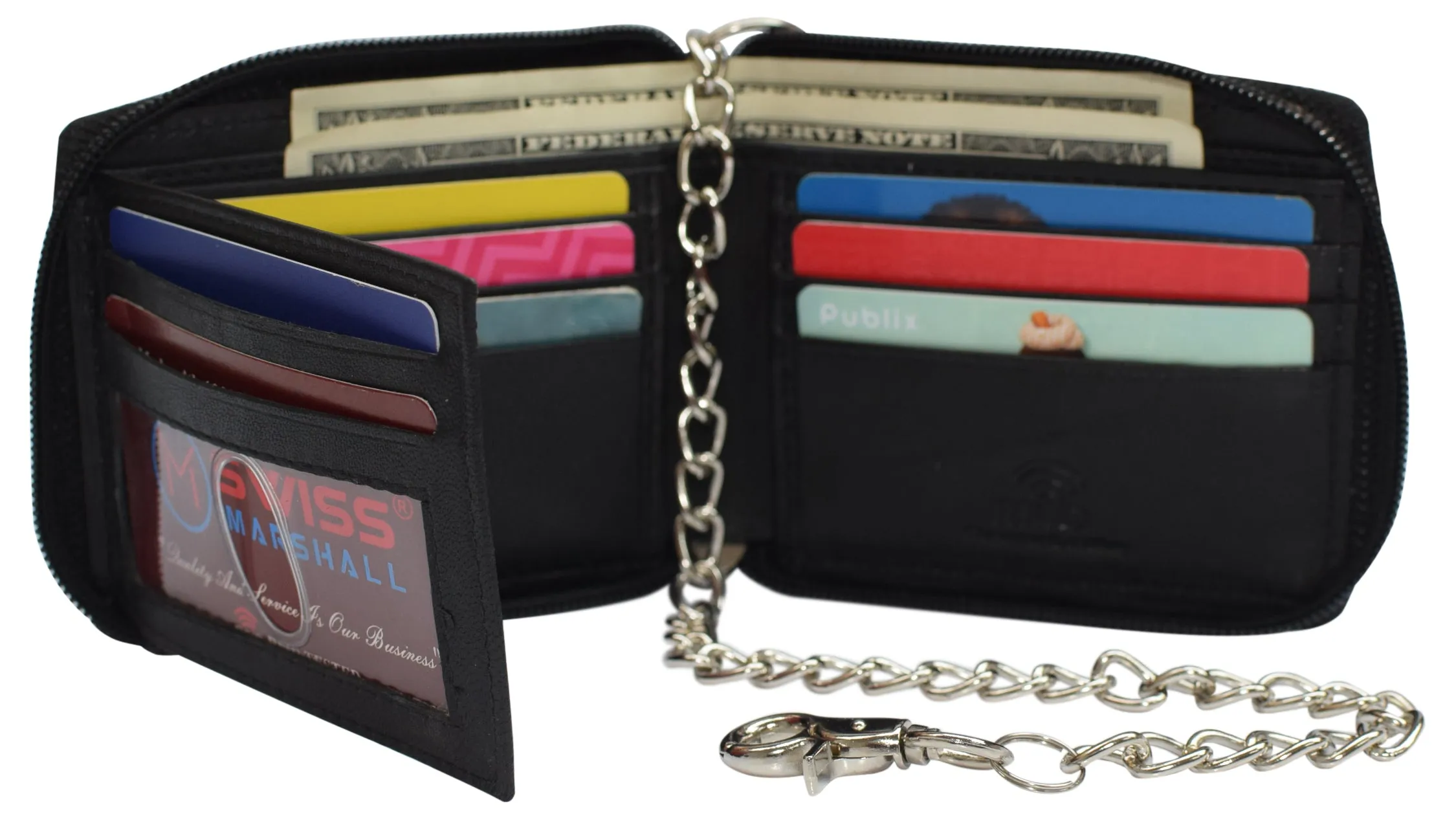 Swiss Marshall Men'S Zipper Rfid Blocking Premium Leather Zip-Around Id Bifold Wallet Best Price Today Daily Hot Deal