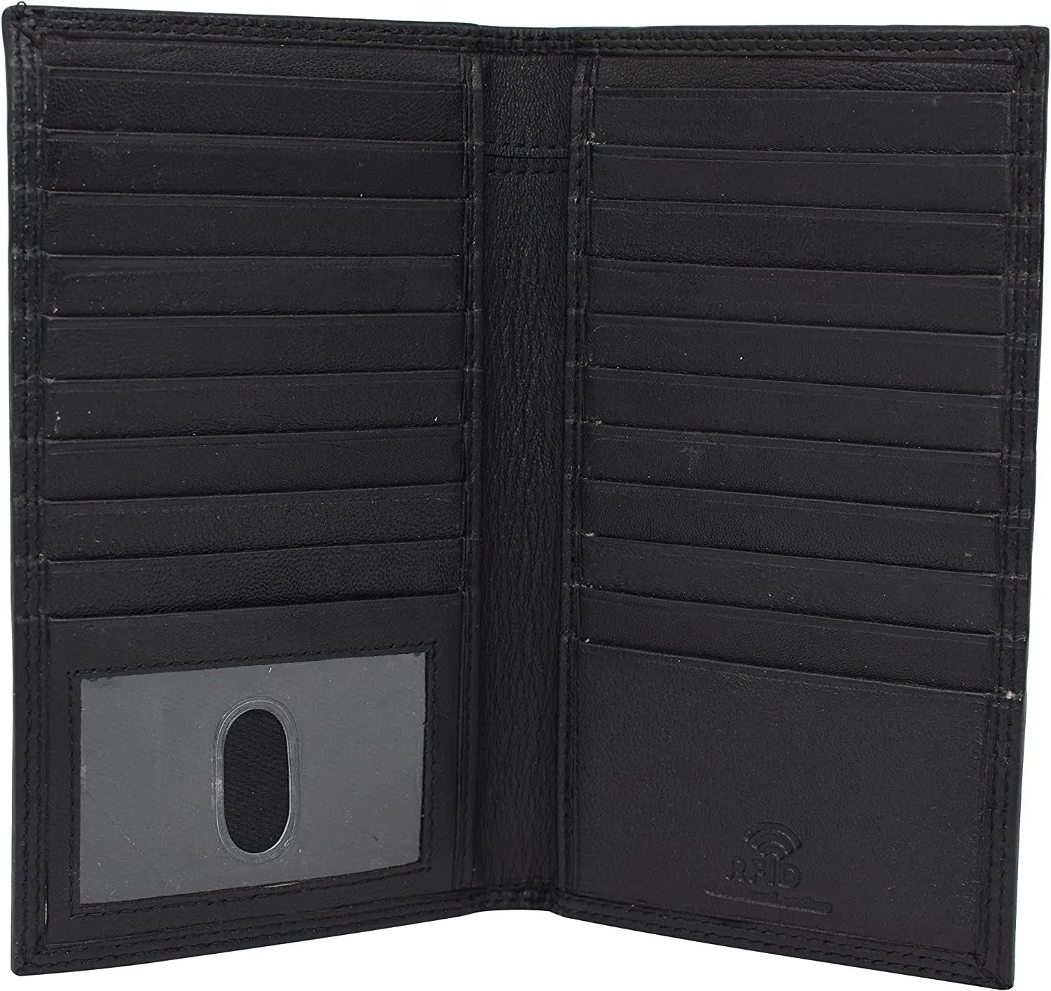 Swiss Marshall Rfid Blocking Bifold Genuine Leather Credit Card Id Holder Long Wallet (Black) Today Only Special
