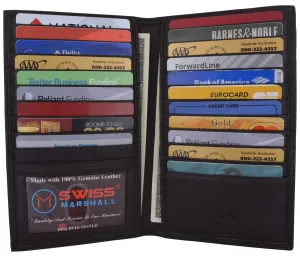 Big Sale Today Instant Discount Swiss Marshall Rfid Blocking Bifold Leather Wallet For Men & Women | Genuine Leather Holder With 20 Slots, 2 Bill Compartments & Id Window For Credit/Debit Cards, Money, Etc