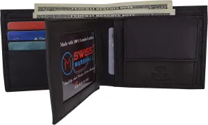 Swiss Marshall Rfid Blocking Men'S Bifold Premium Leather Credit Card Id Holder Wallet With Coin Pouch MustShop Sale