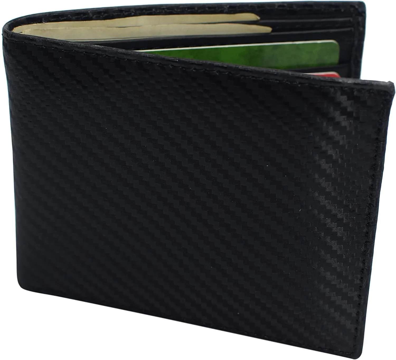 Grab Your Hot Pick Swiss Marshall Rfid Blocking Men'S Carbon Fiber Leather Slim Bifold Wallets