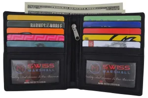 Swiss Marshall Rfid Hipster Bifold Mens Premium Leather 2 Id Card Holder Slim Wallet Grab Save Today Mega Discount Today