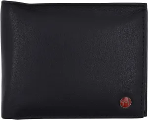 Exclusive Deal Inside Swiss Marshall Rfid Logo Mens Wallet Deluxe Capacity Passcase Bifold With Divided Bill Section (Black)
