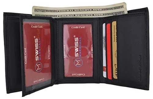 Hot Deal Alert Gift Sale Event Swiss Marshall Top Grain Leather Trifold Wallet For Men Rfid Blocking Extra Capacity