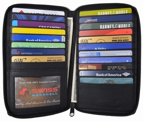 Swiss Marshal Rfid Blocking Premium Genuine Leather Long Zip Around Business & Credit Card Case Holder Bifold Wallet Sm-Rfid-P729 Best Price Today