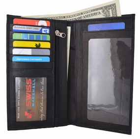 Swiss Marshal Rfid Blocking Soft Genuine Leather Slim Checkbook Holder Organizer Id Credit Card Money Holder Wallet Sm-Rfid-P853 Weekend Flash Offer Todays Special Savings