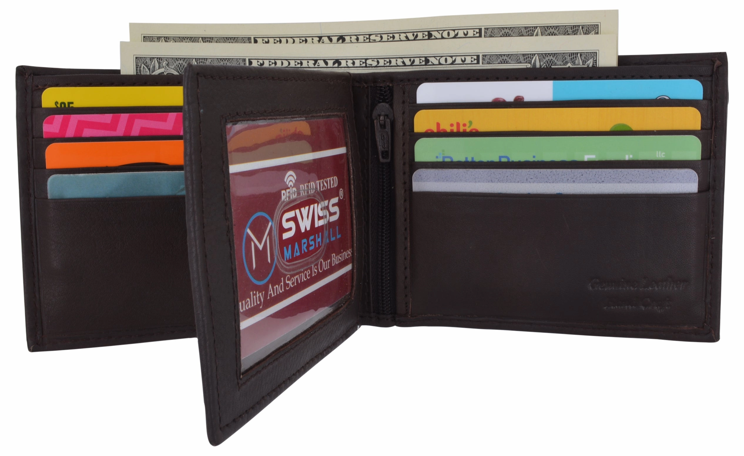 Swiss Marshall Men'S Rfid Blocking Leather Bifold Multi-Card Center Flap Wallet Flash Deal Today Shop Save Big