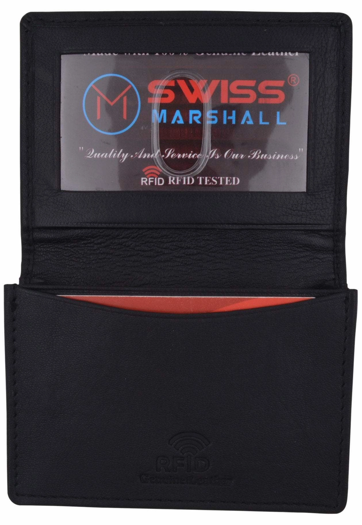 Swiss Marshall Men'S Rfid Blocking Premium Leather Expandable Small Credit Card Id Business Card Holder Wallet Exclusive Holiday Deal