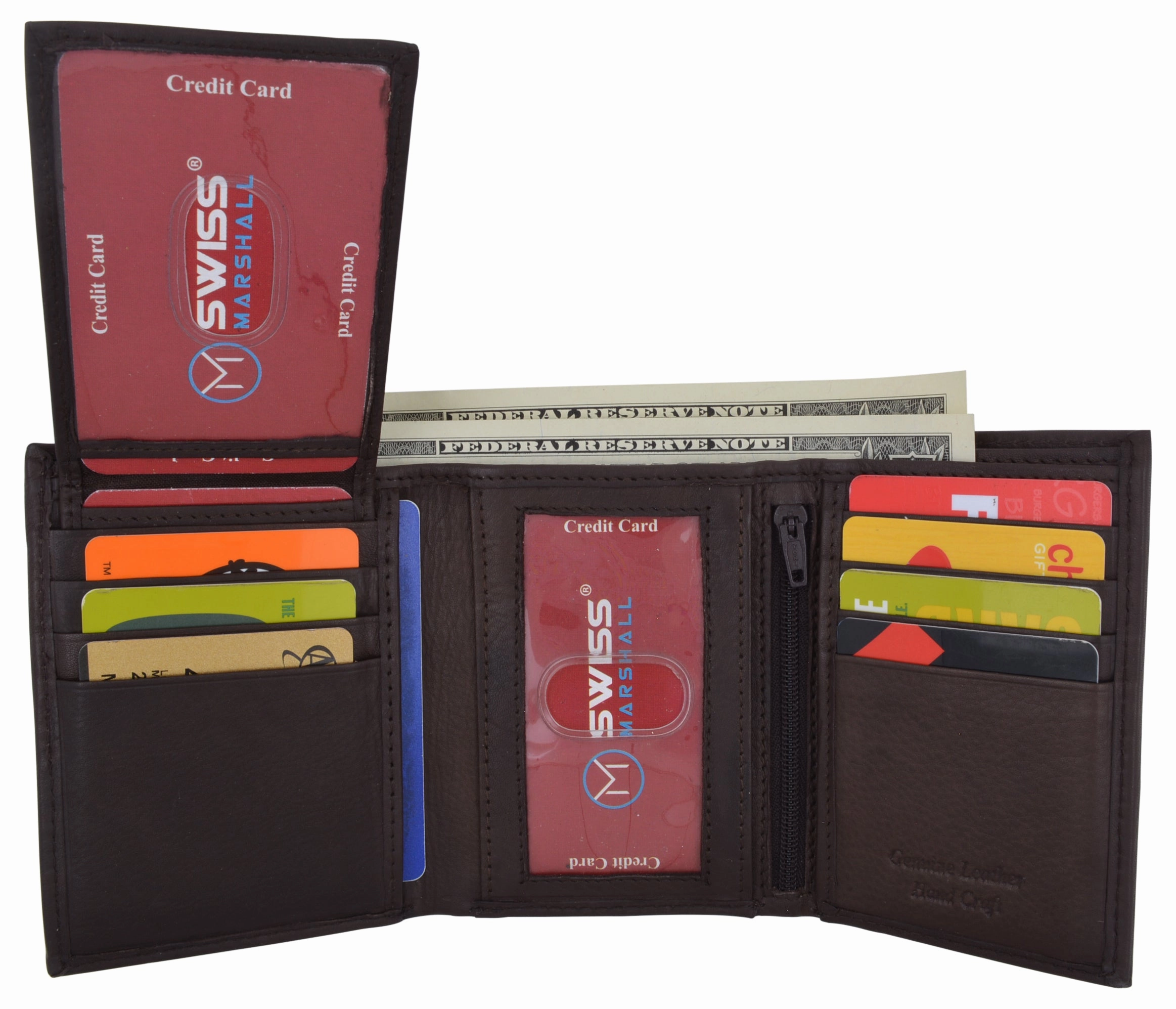 Swiss Marshall Men'S Rfid Blocking Premium Leather Removable Card/Id Holder Trifold Wallet Big Price Drop