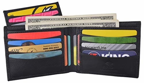Shop Today Save Swiss Marshall Men'S Rfid Premium Leather Bifold Black Wallet W/Removable Card Id Holder