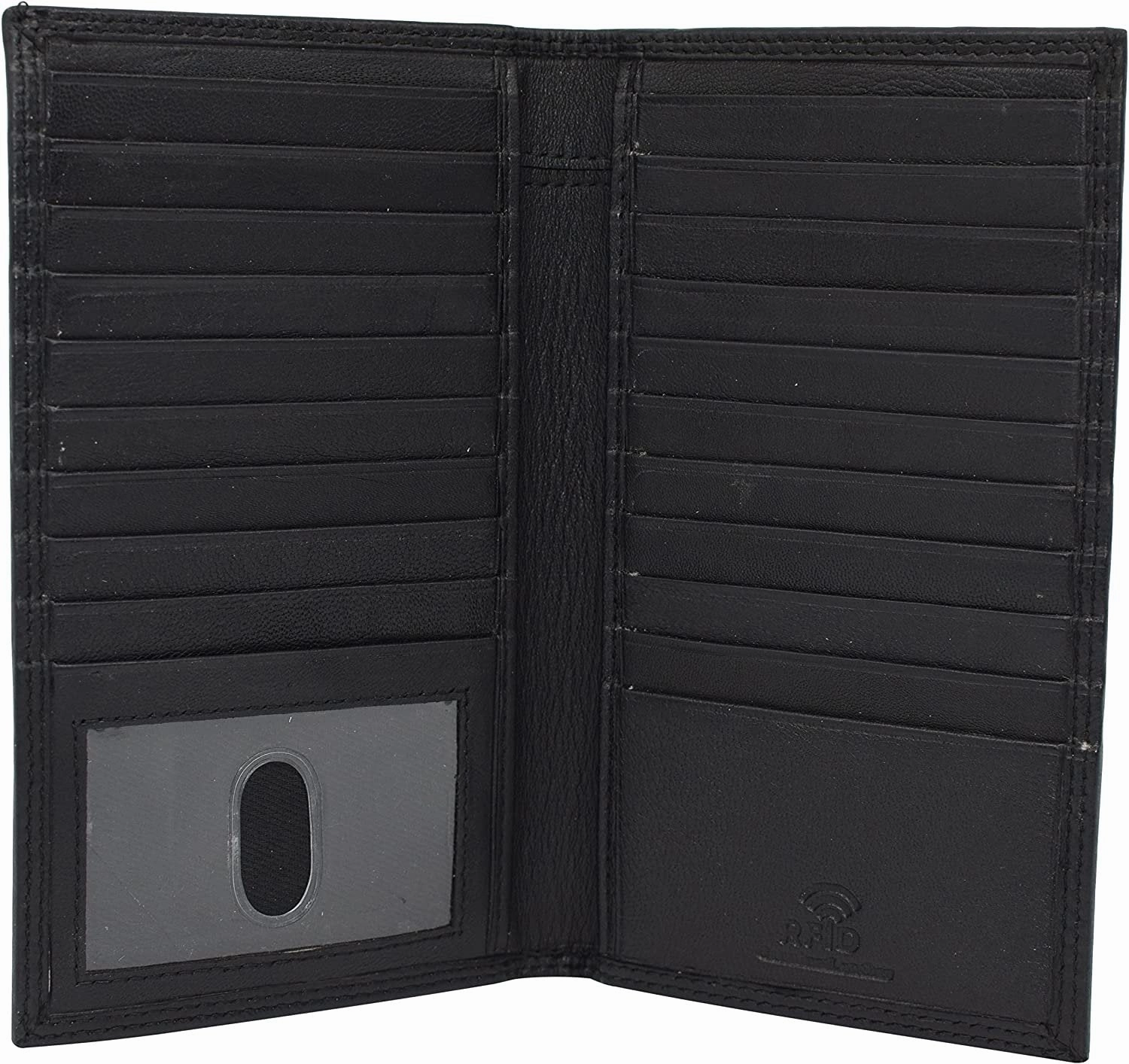 Swiss Marshall Rfid Blocking Bifold Genuine Leather Credit Card Id Holder Long Wallet (Black) Today Only Special