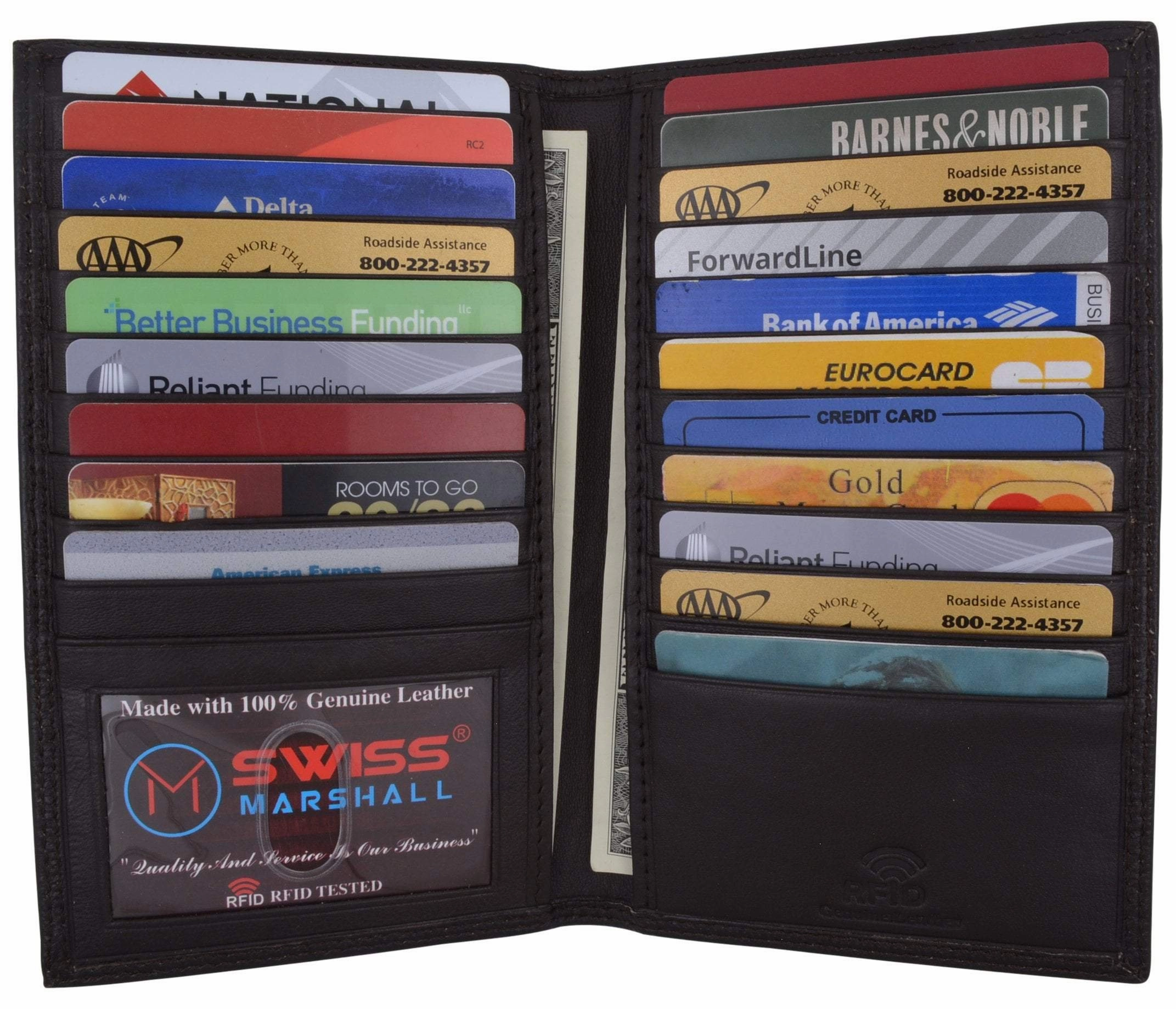 Big Sale Today Instant Discount Swiss Marshall Rfid Blocking Bifold Leather Wallet For Men & Women | Genuine Leather Holder With 20 Slots, 2 Bill Compartments & Id Window For Credit/Debit Cards, Money, Etc