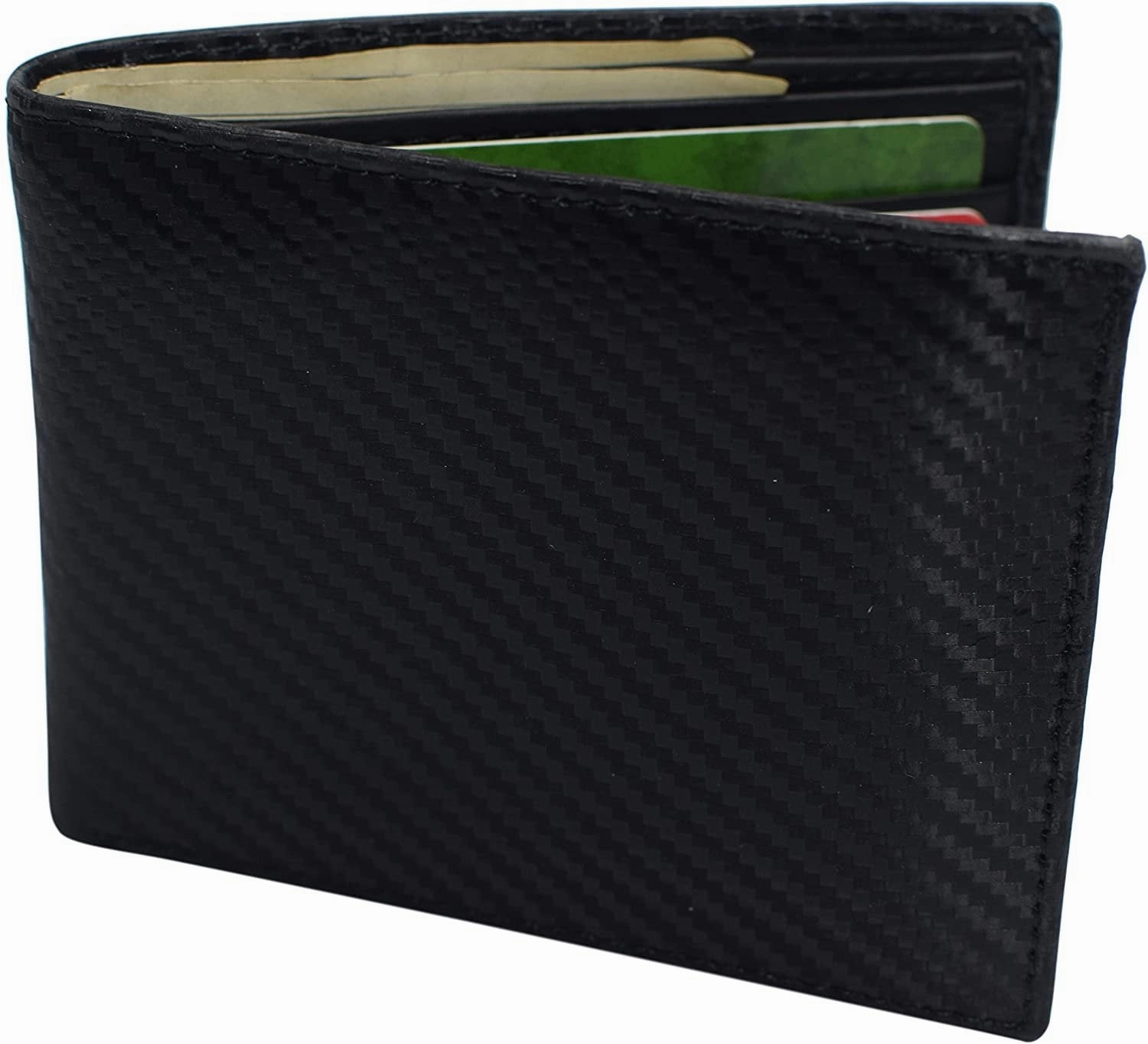 Grab Your Hot Pick Swiss Marshall Rfid Blocking Men'S Carbon Fiber Leather Slim Bifold Wallets