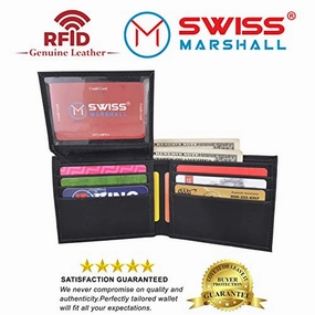 Swiss Marshall Rfid Blocking Men'S Vegan Leather 2 Id Windows Bifold Wallet Save Big Online