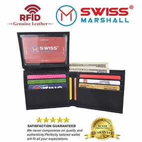 Swiss Marshall Rfid Blocking Men'S Vegan Leather 2 Id Windows Bifold Wallet Dont Miss These Savings