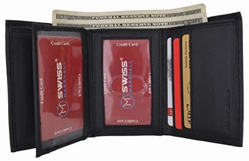 Hot Deal Alert Gift Sale Event Swiss Marshall Top Grain Leather Trifold Wallet For Men Rfid Blocking Extra Capacity