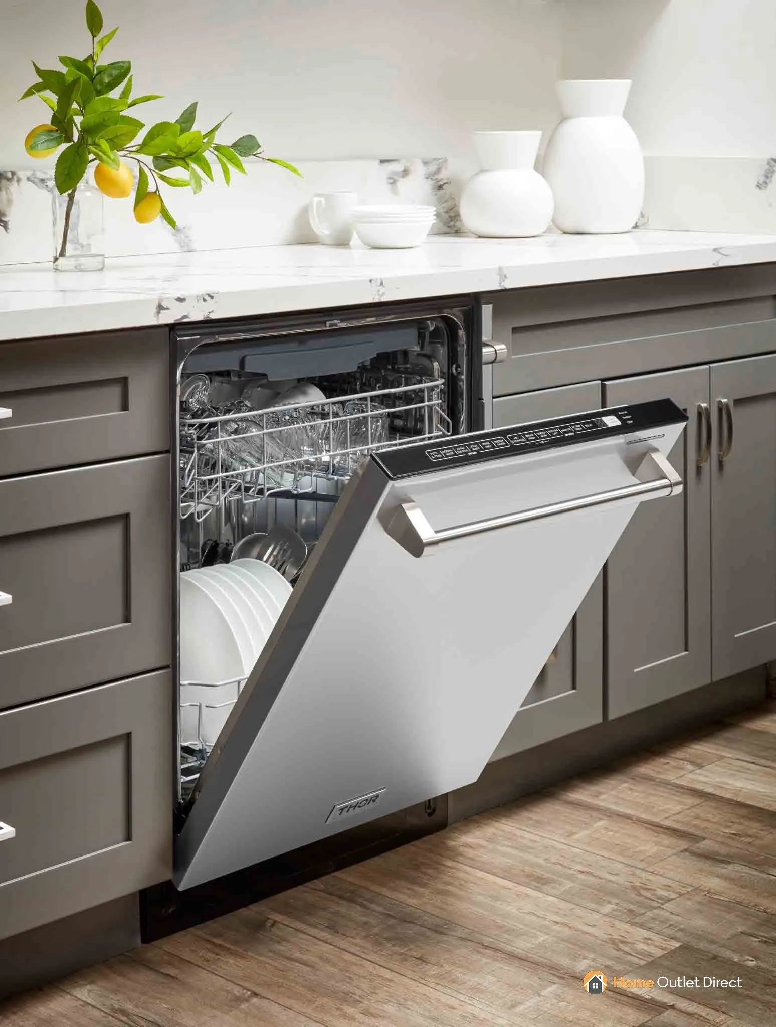 Thor Kitchen 24-Inch Built-In Top Control Dishwasher in Stainless Steel, 45 dBA (HDW2401SS)