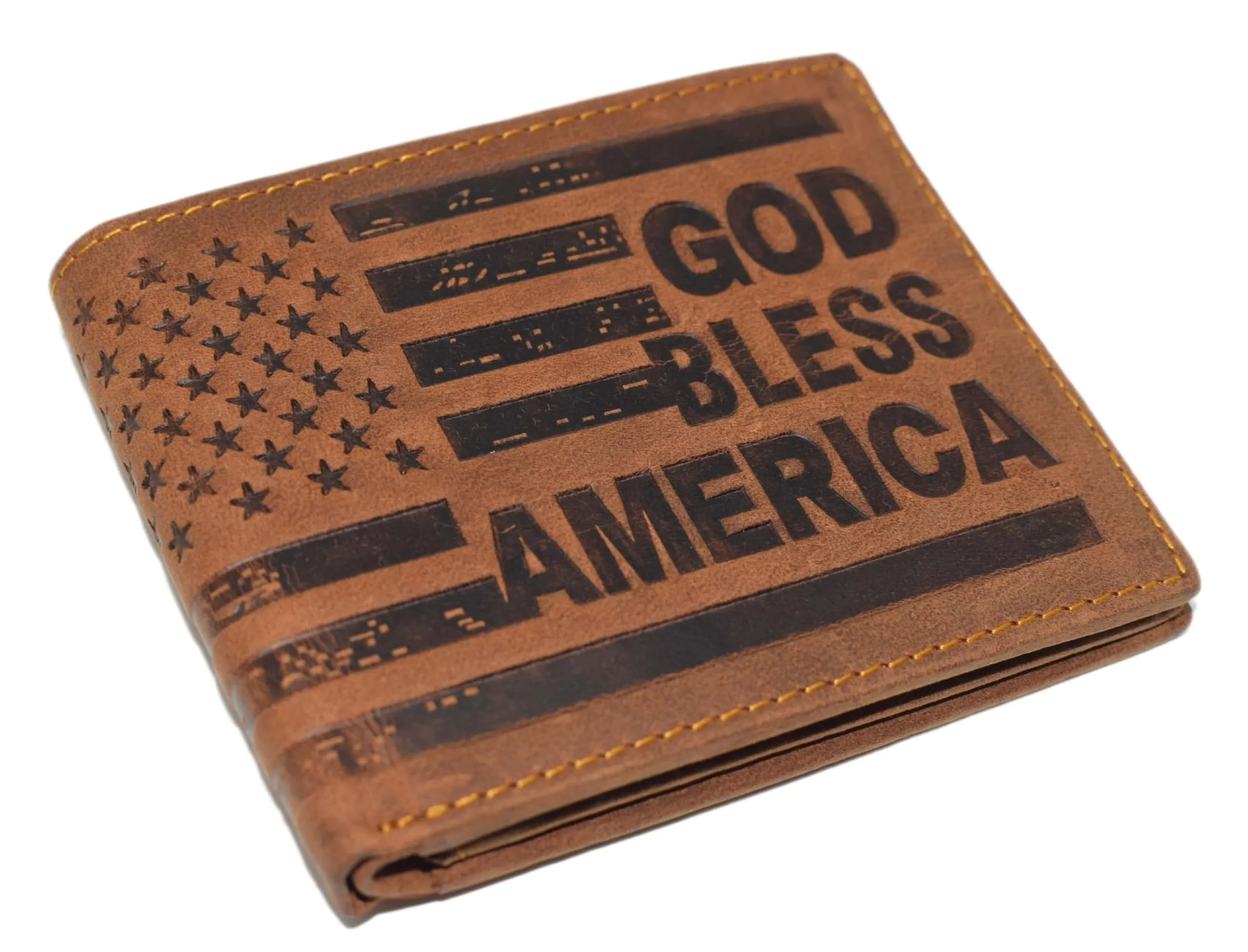 Distressed Vintage Leather Patriot American Flag Wallet -God Bless America Rfid Blocking Leather Us Flag Men'S Bifold Western Style Wallet Flash Sale Alert Now