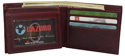 Today Only Discount Alert Wallets For Men Genuine Cowhide Leather Rfid Blocking Bifold Wallet With 2 Id Windows