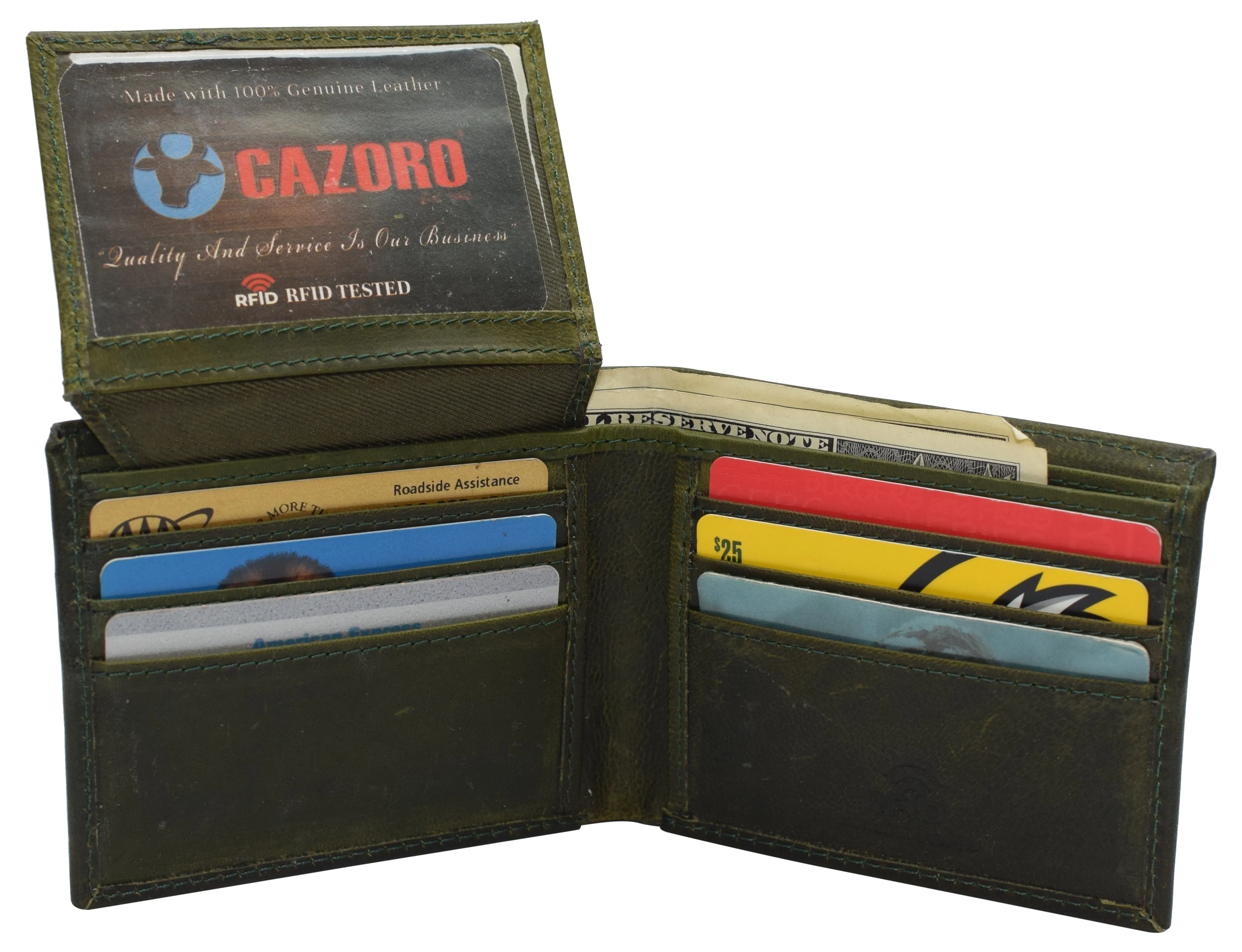 Today Only Special Wallets For Men Genuine Cowhide Leather Rfid Blocking Bifold Wallet With 2 Id Windows