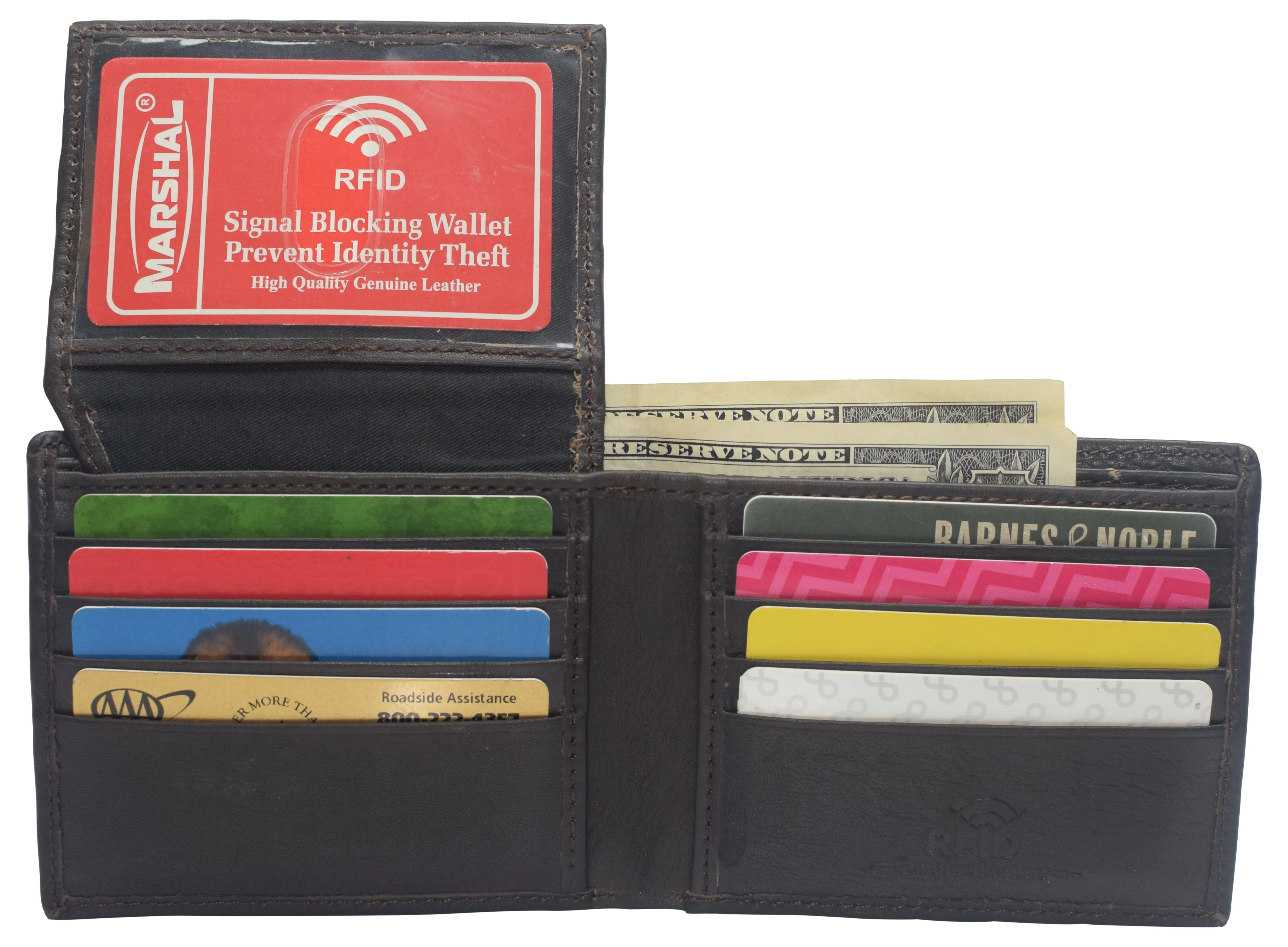 Genuine Leather Rfid Blocking Slim Bifold Wallet For Men With Id Window Price Drop Alert