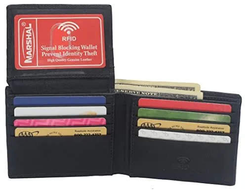 Mega Hot Offer Genuine Leather Rfid Blocking Slim Bifold Wallet For Men With Id Window