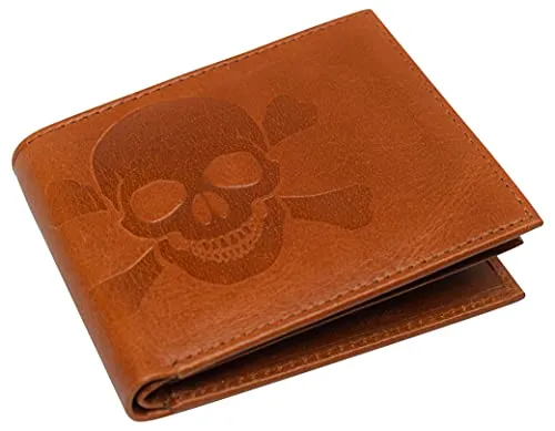 Marshal Skull Logo Rfid Blocking Genuine Leather Bifold Wallet For Men Price Slash Today Save More Now