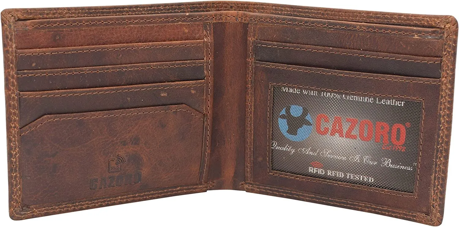 Rfid Blocking Slim Thin Bifold Credit Card Id Vintage Leather Wallet For Men Box (Burgundy) Big Clearance Event