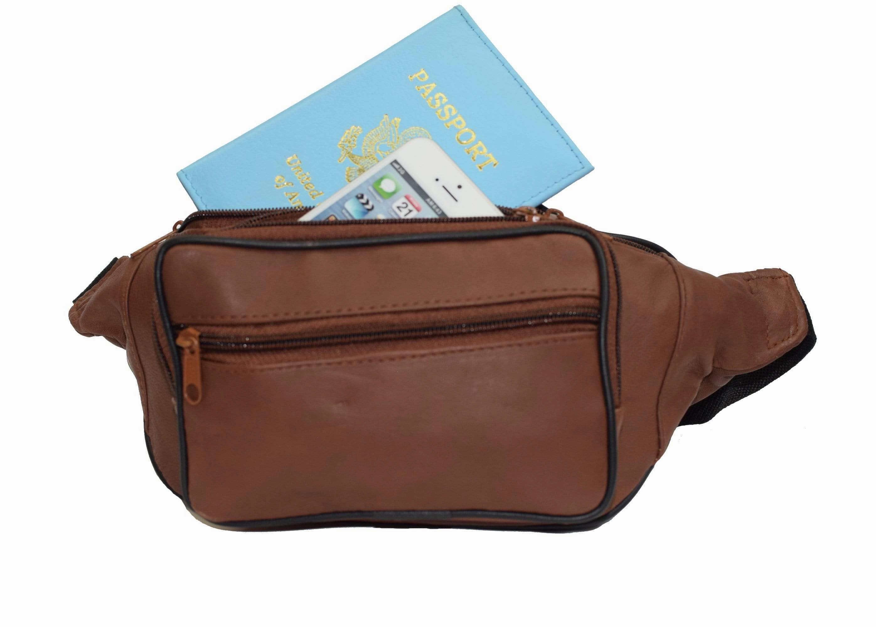Grab Save Today Genuine Leather Waist Fanny Pack Belt Bag Pouch Travel Hip Purse Men Women Many Colors 005C (C)
