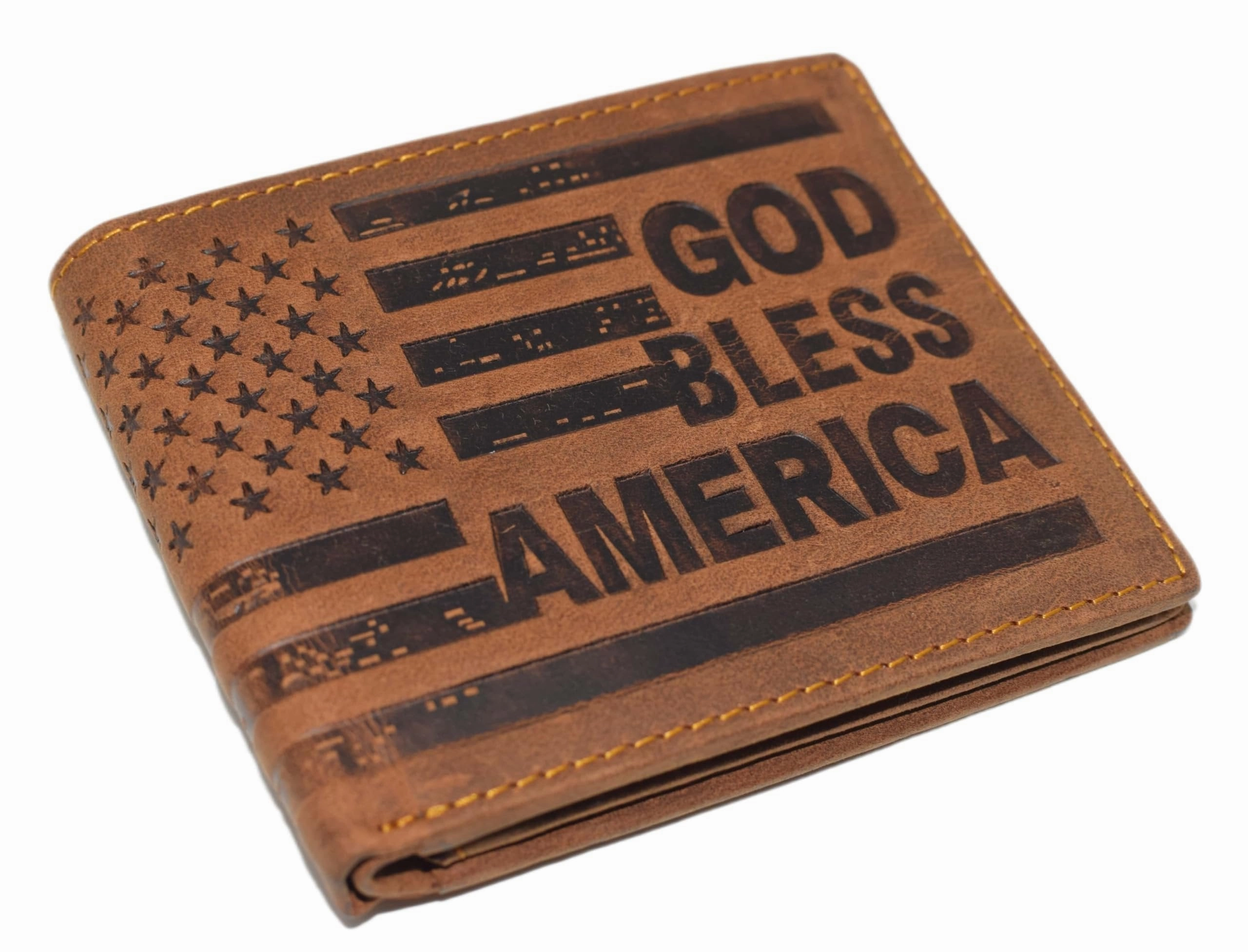 Distressed Vintage Leather Patriot American Flag Wallet -God Bless America Rfid Blocking Leather Us Flag Men'S Bifold Western Style Wallet Flash Sale Alert Now