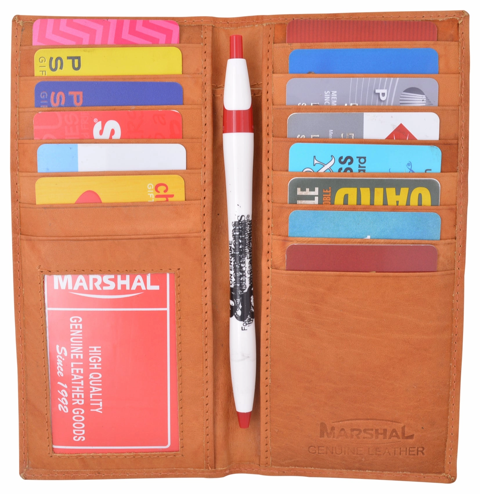 Slim Leather Id/Credit Card Holder Long Wallet With Pen Holder Exclusive Holiday Deal