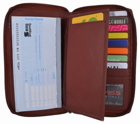 Burgundy Zip Around Genuine Leather Checkbook Credit Card Id Holder Wallet Women Big Savings Event Limited Stock Hot Deal