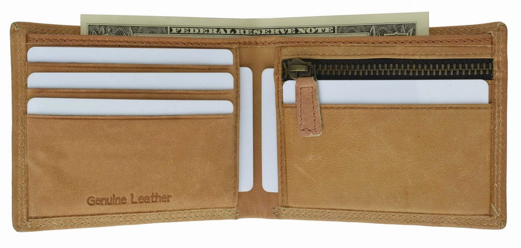 Today Only Offer Best Price Today Mens Hunter Leather Series Card Holder Zipper Pocket Bifold Wallet Hu 1658