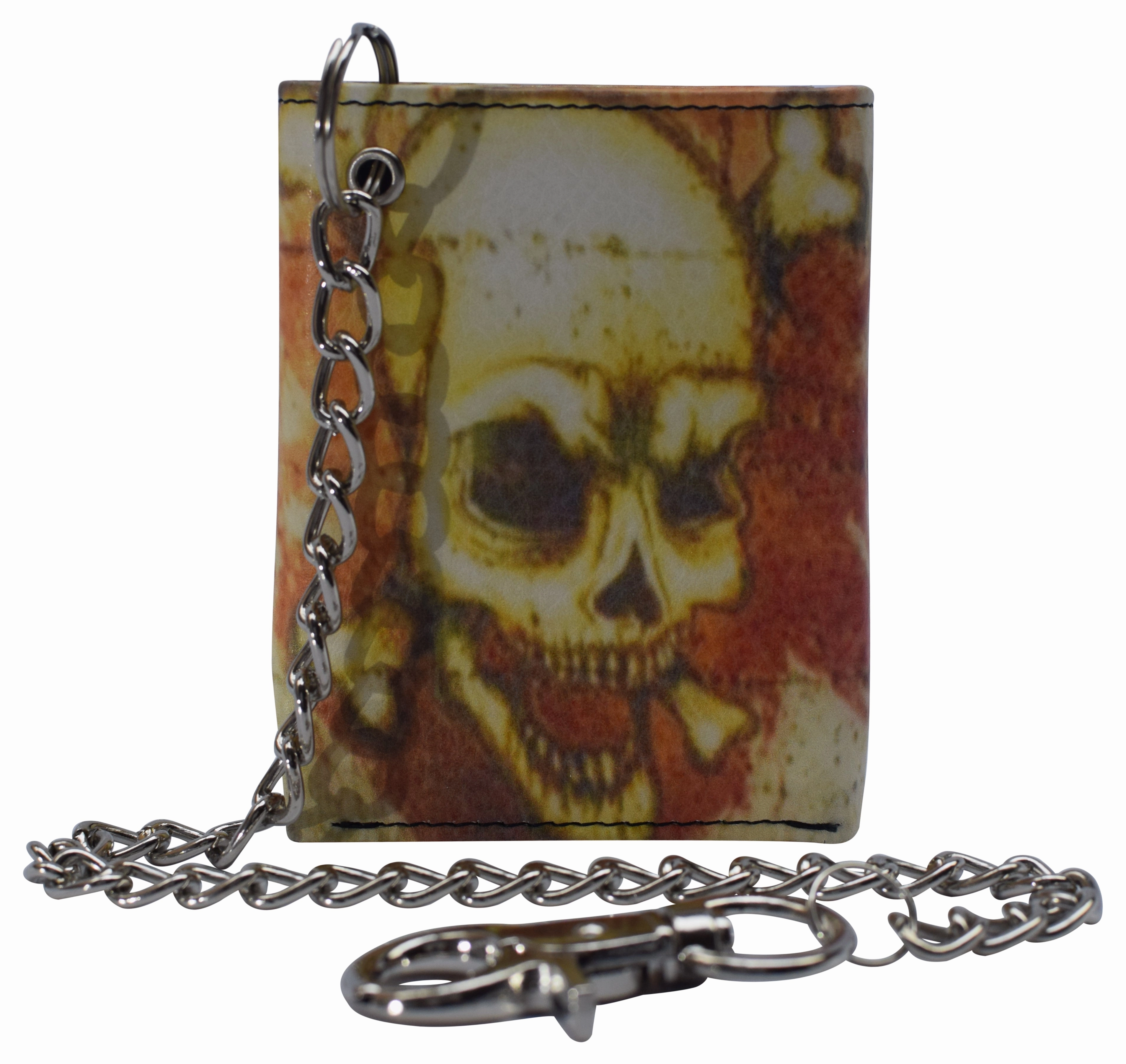Todays Hot Pick Shop Smart Deals Mens Chain Biker Genuine Leather Classic Trifold Logo Wallets
