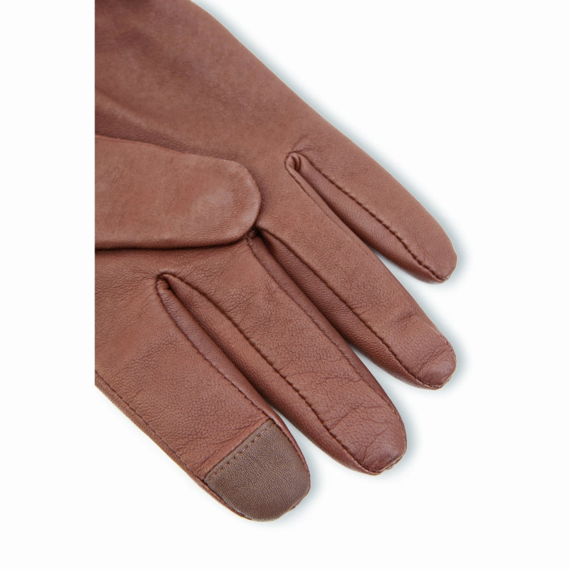 Clearance Blowout Hot Offer Event Holland Cooper Monogram Leather Ladies Wool Cashmere Lined Gloves - Tan