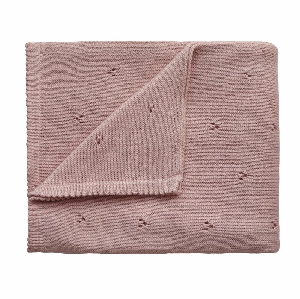Knitted Baby Blanket - Organic Cotton - Pointelle Blush Special Surprise Sale GiftWorthy Sale