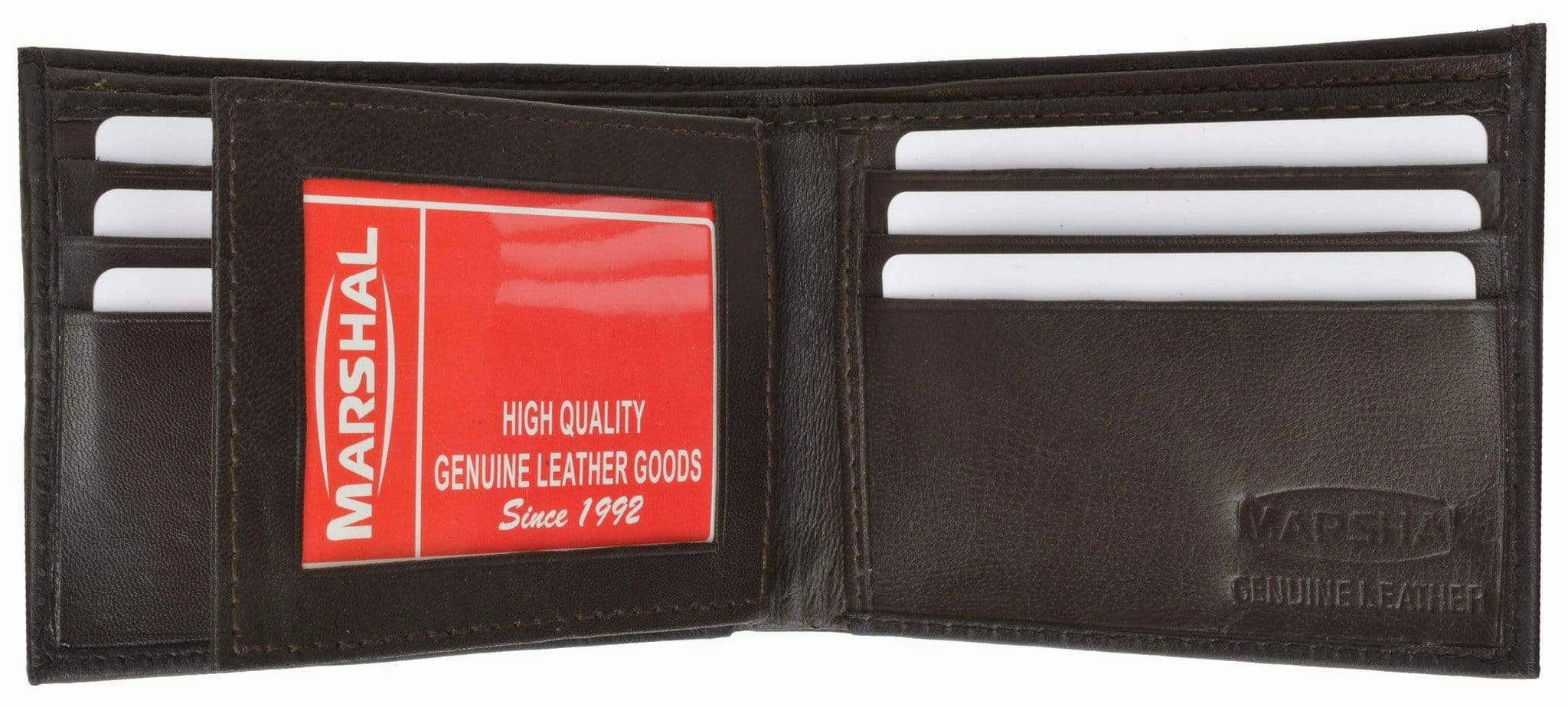 Clearance Event Lambskin Leather Mens Wallet With Center Flap And Id Window 1152