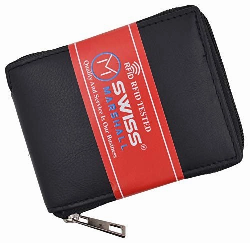 Shop the Savings Now Mens Rfid Blocking Zip Around Wallet Cowhide Leather Zipper Id Flap Bifold With Gift Box