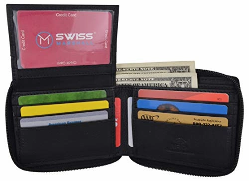 Trending Hot Picks Surprise Discount Today Mens Rfid Blocking Zip Around Wallet Cowhide Leather Zipper Id Flap Bifold With Gift Box