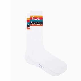 Today Only Hot Pick Clearance Alert Now Paul Smith Artist Stripe Logo Socks White