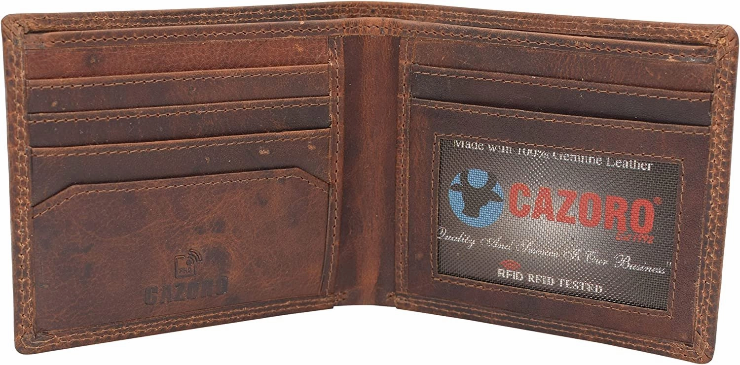 Rfid Blocking Slim Thin Bifold Credit Card Id Vintage Leather Wallet For Men Box (Burgundy) Big Clearance Event