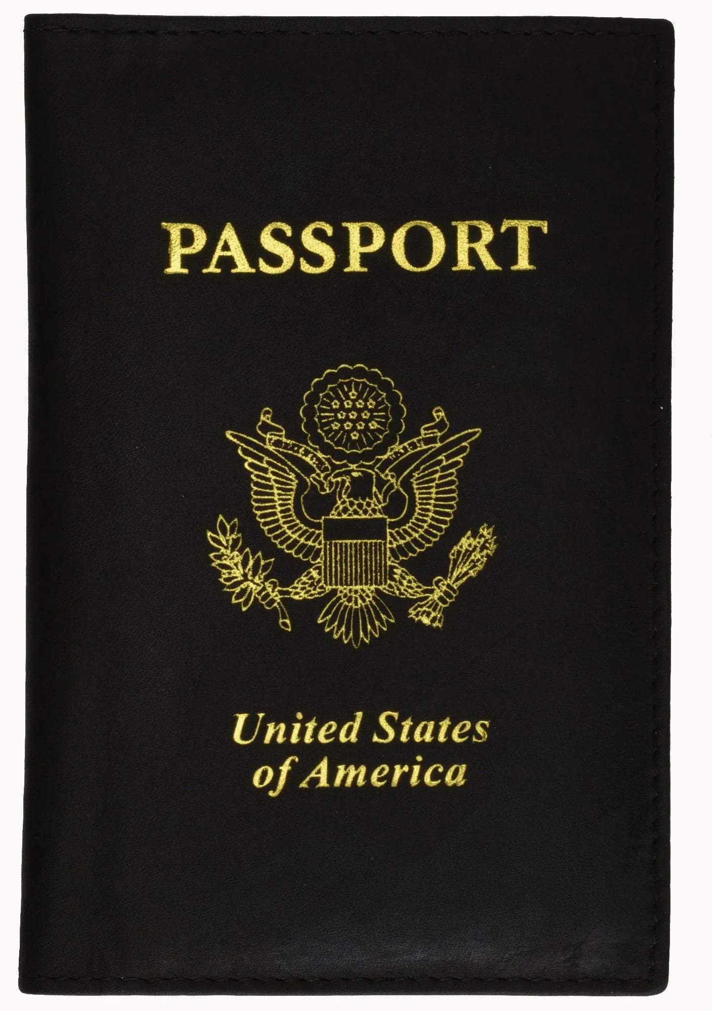 Deal of the Day Perfect Gift Offer Rfid Blocking Usa Gold Logo Leather Passport Cover Holder Rfid 151Usa (C)