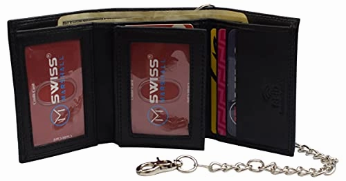 Men'S Rfid Blocking Premium Leather Chain Trifold Wallet Today Only Special