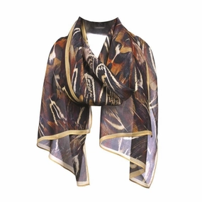Perfect Gift Offer Instant Savings Deal Ladies Silk Chiffon Scarf - Pheasant Feathers