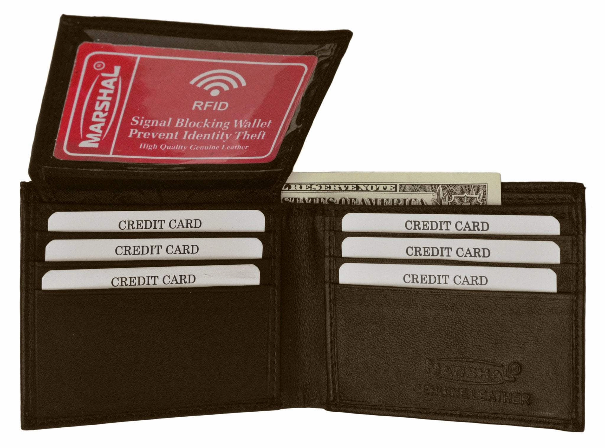MustShop Sale Shop Smart Save Rfid Blocking Men'S Premium Genuine Leather Flap Up Id Slim Bifold Wallet Rfid P 53 (C)