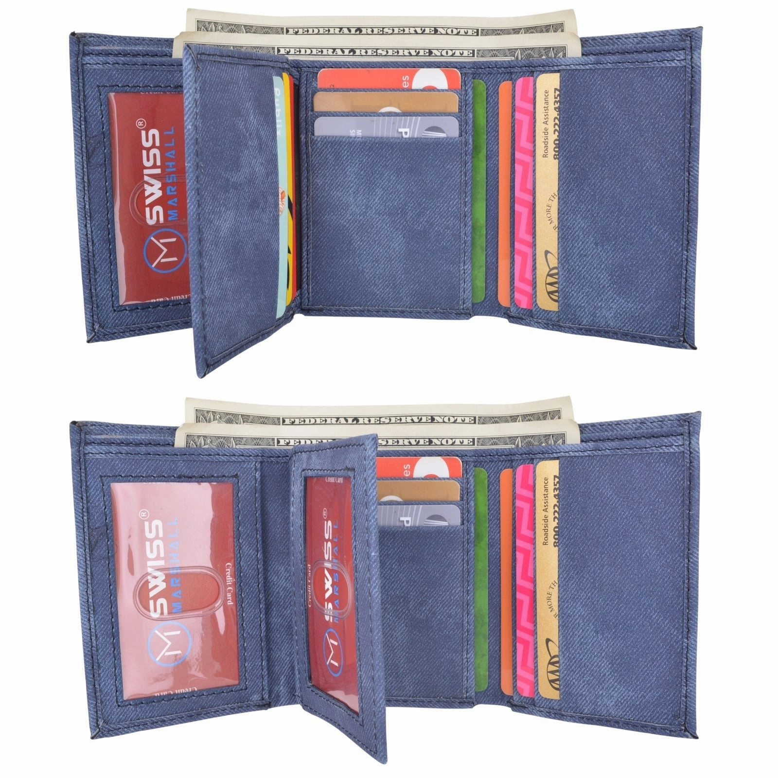 Today Only Hot Pick Swiss Marshall Men'S Vegan Leather Rfid Trifold Wallet With 2 Id Windows Extra Capacity
