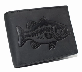 Dont Wait Save Today Marshal FishermanS Rfid Blocking Vintage Leather Bifold Wallet With Debossed Bass Design For Outdoorsmen