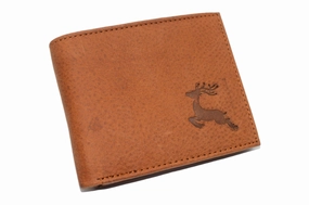 Special Price Offer Marshal Genuine Leather Rfid Blocking Deer Debossed Bifold Wallet For Men  Rustic Hunter Design