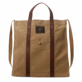 Rrl By Ralph Lauren Leather-Trim Canvas Tote Khaki/Brown Shop the Savings
