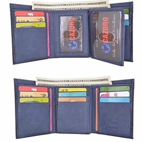 Trifold Wallet With Rfid For Men Genuine Leather Men'S Casual & Professional Navy Blue Wallets Dont Miss Todays Deal